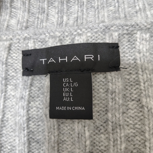 Tahari Light Gray Ribbed Maxi Dress - Picture 8 of 10